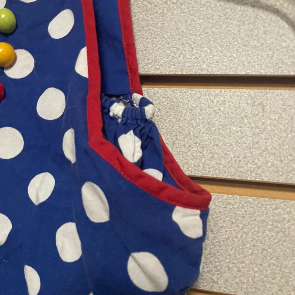 Vintage Clown Inspired Baby Romper Blue Polka Dot Costume 3-6 Months RN 70466‎